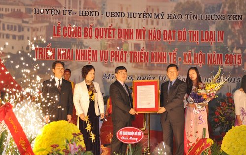 Huyện Mỹ Hào, Hưng Yên lên cấp đô thị loại IV năm 2020