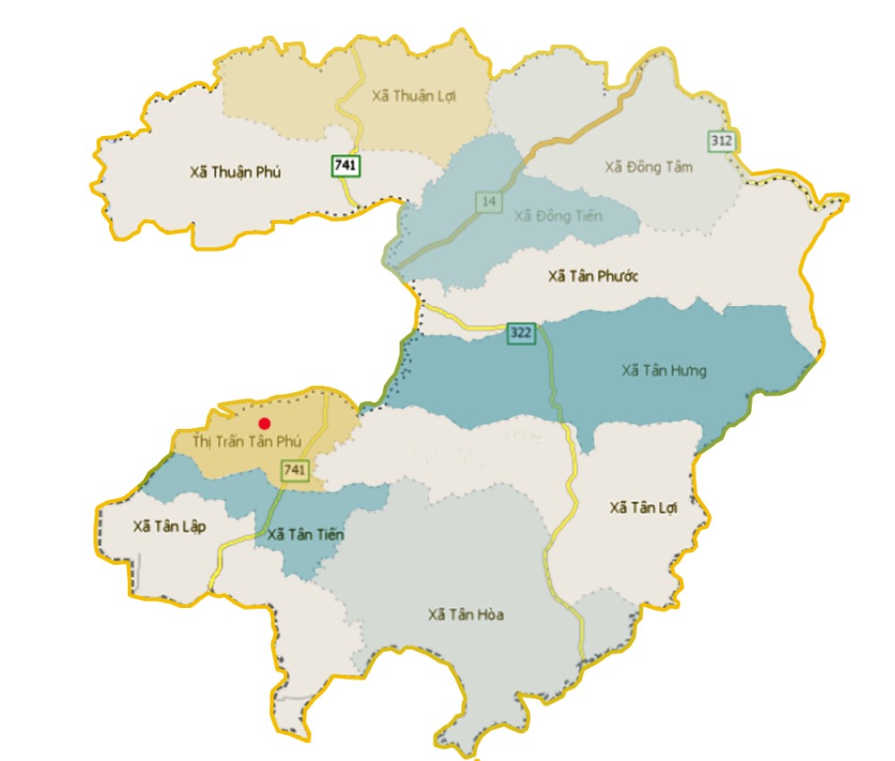 Bản đồ các xã tại Huyện Đồng Phú