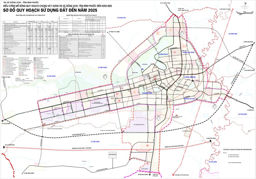 Sơ đồ quy hoạch sự dụng đất đến năm 2025 tại TP Đồng Xoài