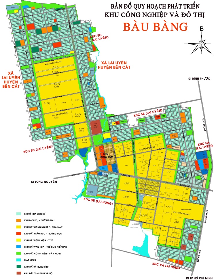 Bản đồ quy hoạch phát triển khu công nghệ và đô thị Bàu Bàng khổ lớn