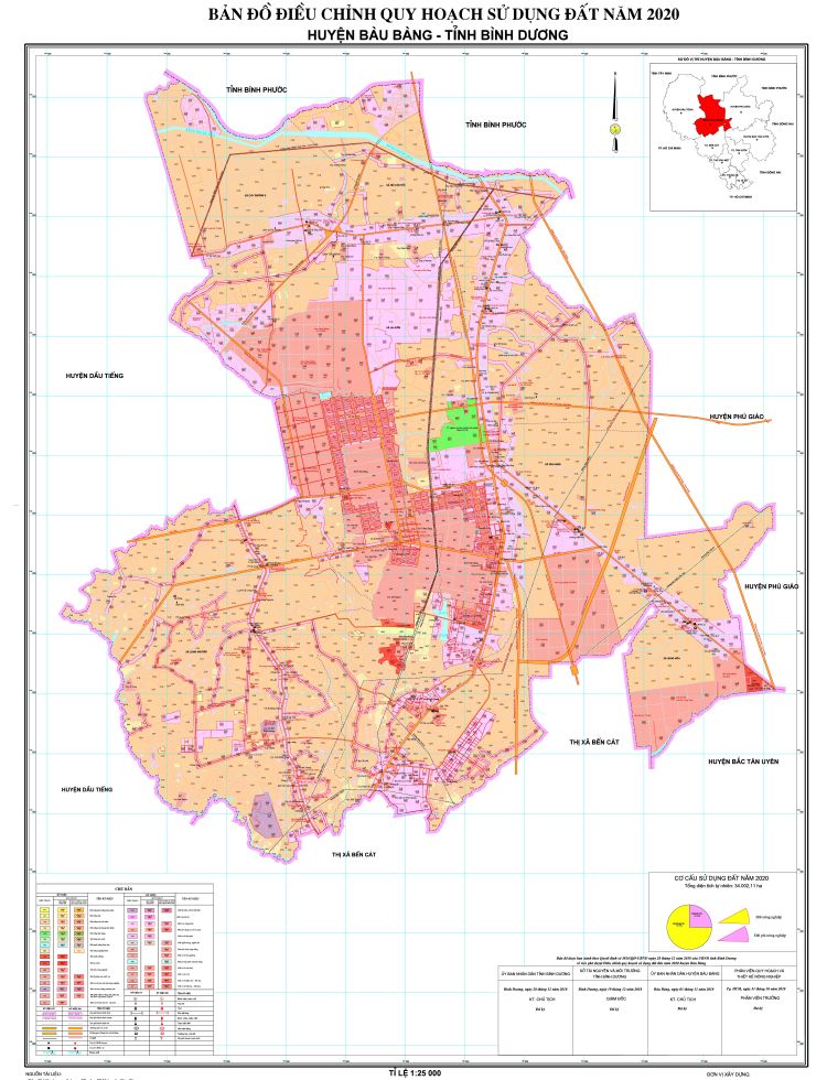 Bản đồ điều chỉnh quy hoạch sử dụng đất tại Huyện Bàu Bàng khổ lớn
