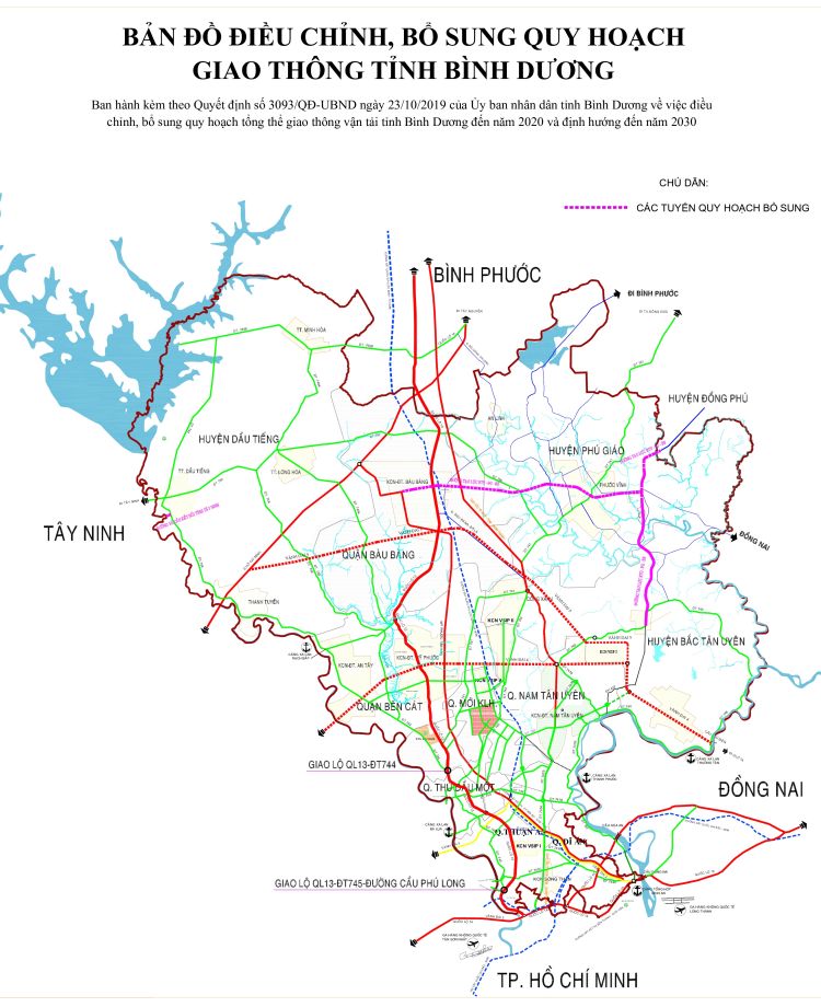 Bản đồ quy hoạch giao thông tại huyện Bàu Bàng