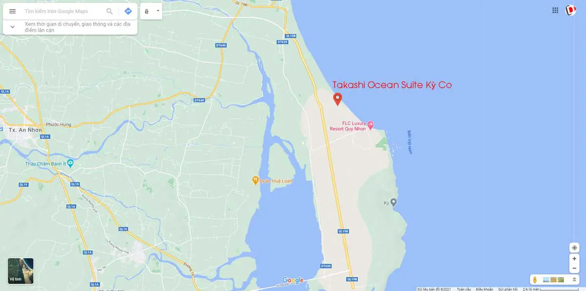 bản đồ vị trí takashi ocean suite quy nhơn trên google maps