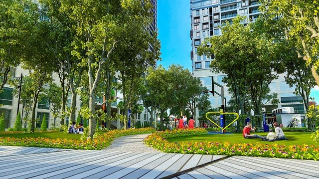 Khuôn viên cây xanh thiết kế diện tích rộng