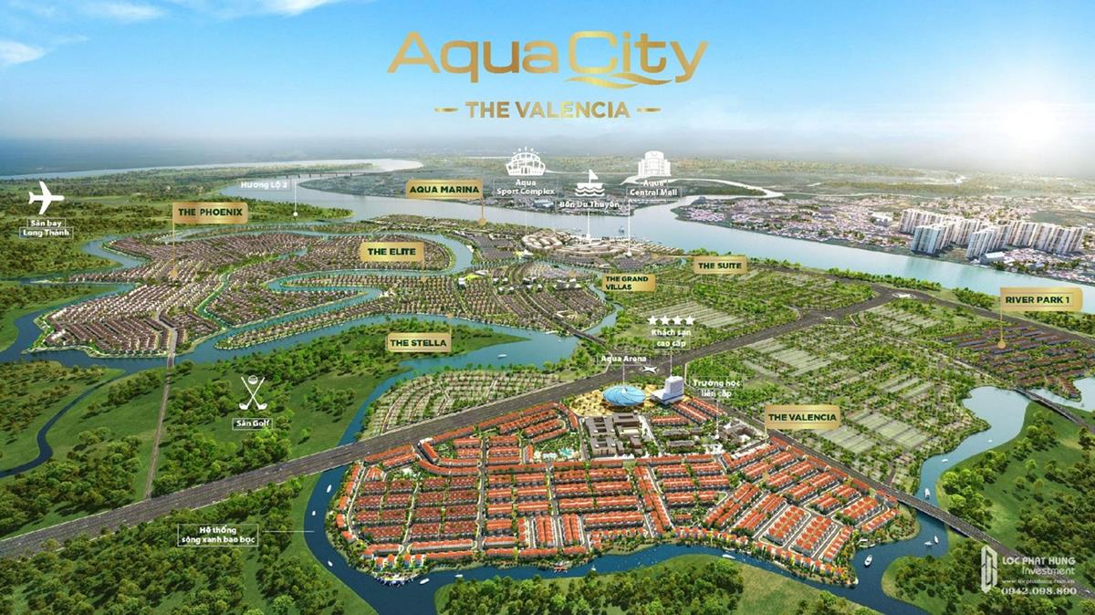 Phối cảnh tổng thể dự án nhà phố Aqua City The River Park 2 Đồng Nai nhà phát triển Tập đoàn Novaland