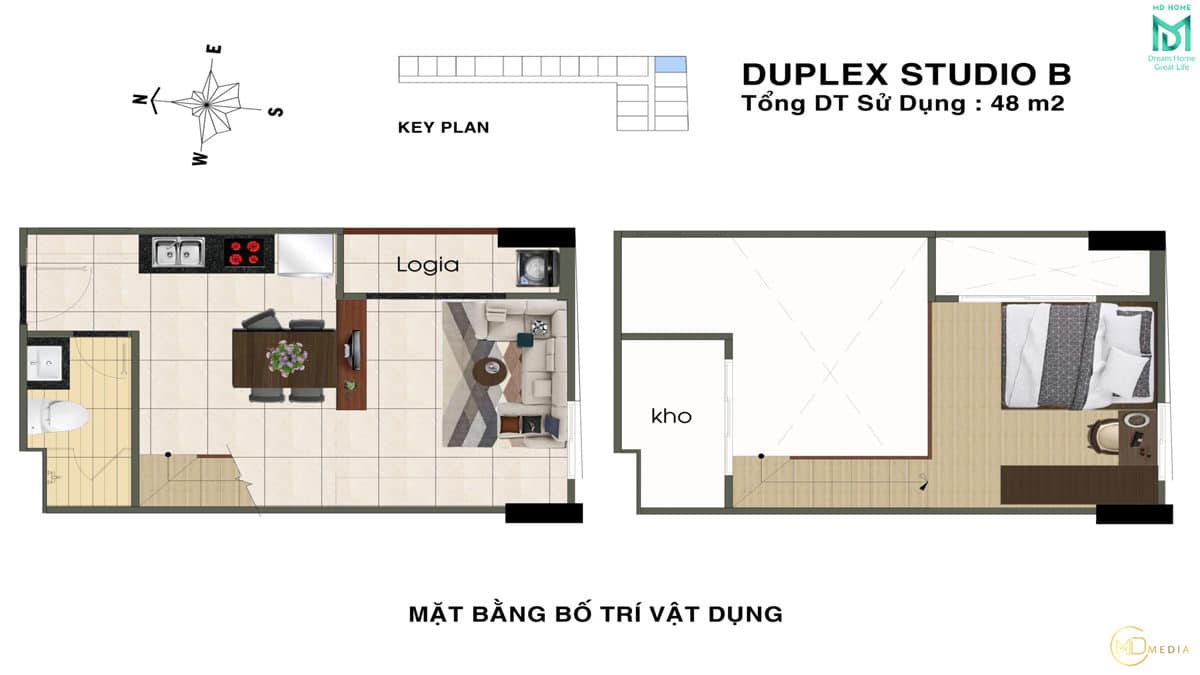 thiet ke can ho duplex studio B MD Home An Lac - MD HOME AN LẠC - 35 BÙI TƯ TOÀN BÌNH TÂN