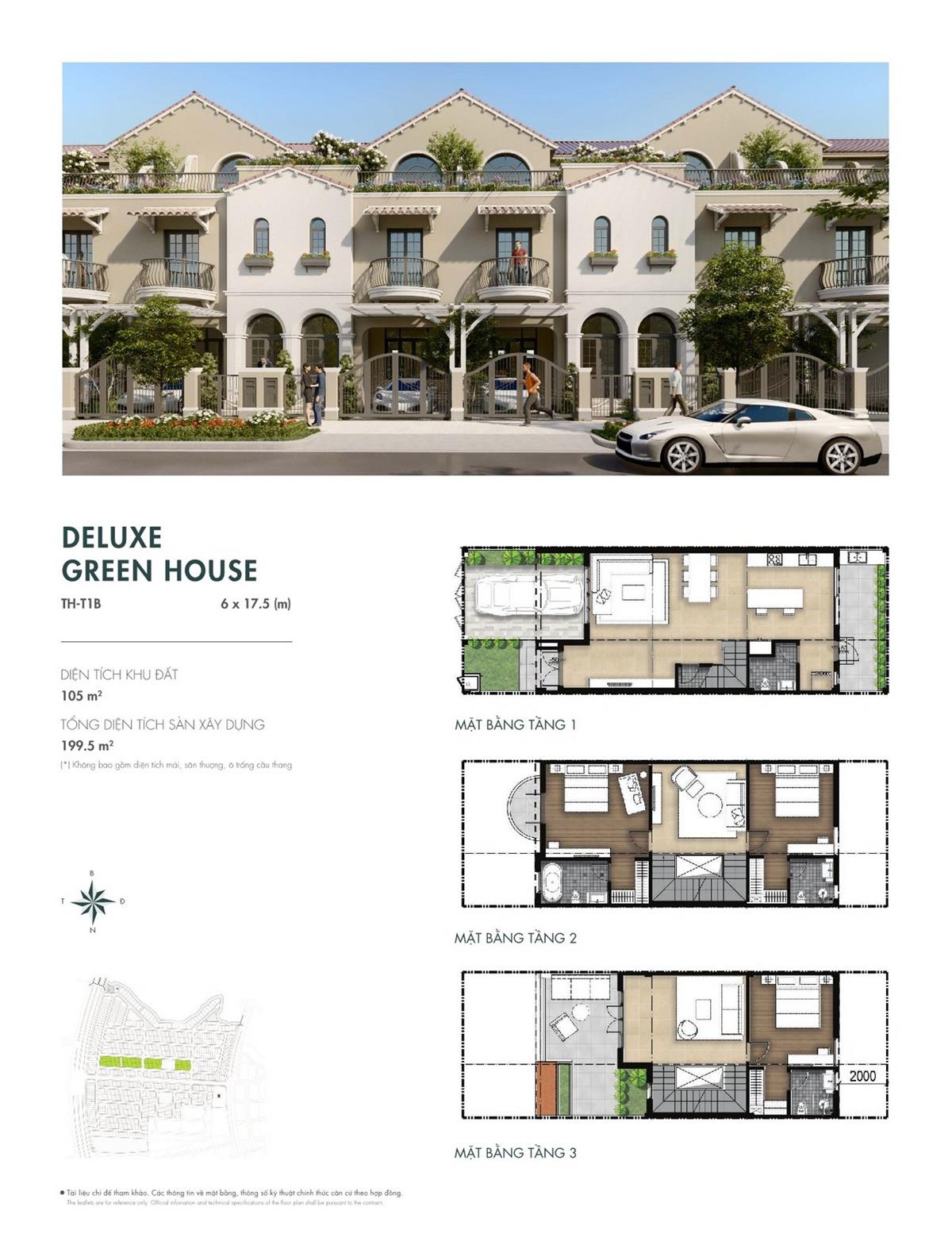 Thiết kế Deluxe Green House (6x17,5 m) dự án nhà phố Aqua City The River Park 1 TP. Biên Hòa Đường Ngô Quyền nhà phát triển Novaland